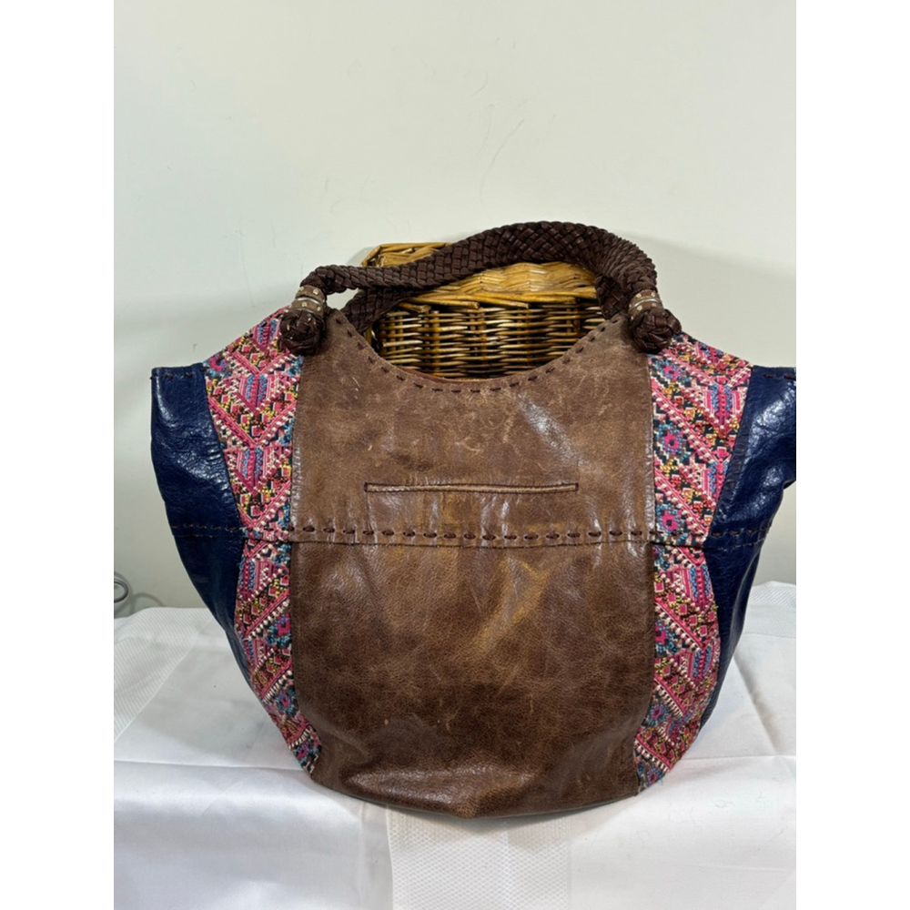 The Sak Brown and Blue Tote with Pink Accents - Picture 7 of 16